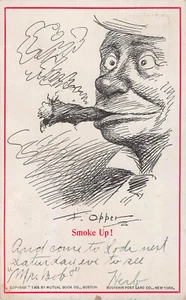 Vintage Smoking Cigar Man Funny Humor One Cent Stamp Fancy Cancel Postcard 1906 - Picture 1 of 2