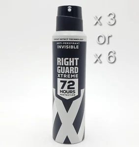 RIGHT GUARD XTREME INVISIBLE ANTI-PERSPIRANT DEODORANT 150ML 3 OR 6 PACK - Picture 1 of 4