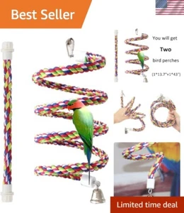Adjustable Spiral Bird Bungee Rope Perches for Bird Cage Fun - 43'' & 13.7'' - Picture 1 of 9