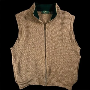 Orvis Sweater Vest Mens XL Brown Wool Blend Fleece Collar Pockets Full Zip - Bild 1 von 5