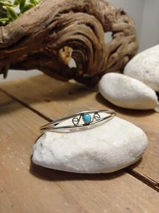 Navajo Indianer Schmuck – 925 Sterling Silber Armreif mit Türkis - Boho Style - Bild 1 von 8