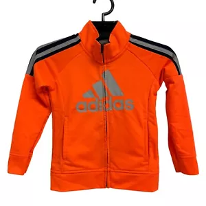 Adidas Girls Neon Orange Logo Full Zip Sweatshirt size 4 - Picture 1 of 6