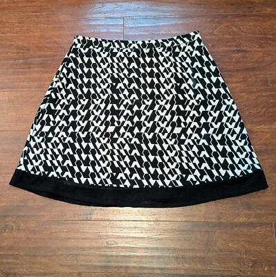 New Directions Mujeres PXL Negro Blanco Abstracto Acampanado Falda Malla Borde Elastizado Gótico Foto 1 de 4