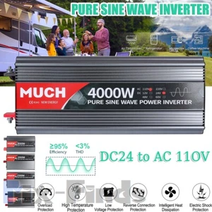 4000W Inversor de Potencia de Onda Sinusoidal 24V A 110V pura Hogar y exterior - Imagen 1 de 45