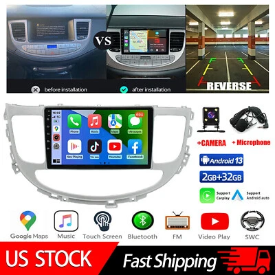 APPLE CARPLAY FOR 2009-2014 HYUNDAI GENESIS SEDAN RADIO ANDROID 13 GPS FM STEREO - Image 1 of 4