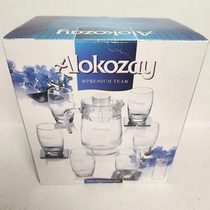 Alokozay Promotional Glass Iced Tea Set Pitcher + 6 Glasses - Picture 1 of 7