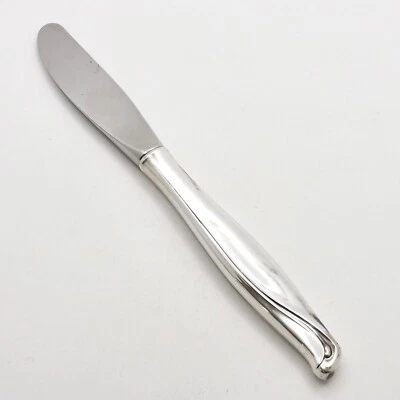 Cuchillo esparcidor de mantequilla de plata esterlina Alvin Spring Bud mango hueco Foto 1 de 4