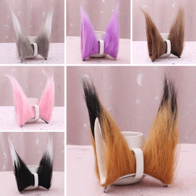Anime Neko Halloween Cat Fox Ears Long Fur Cos Hair Clips Headband Party Costume - Image 1 of 4