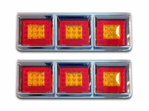 # Steel Mirror Chrome 24V LED Lights Rear Board Brake Lamps Truck Lorry Trailer - Picture 1 of 10