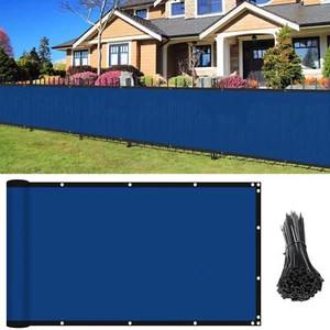14 Fuß hoch Outdoor Sichtschutz Mesh Zaun Bildschirm Anti-UV blau Plane Reißverschluss-Binder enthalten - Bild 1 von 7