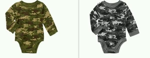 Garanimals Baby Long Sleeve Green or Gray Camo Print Thermal Bodysuit/Creeper - Picture 1 of 4