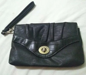 Black Leather Clutch Bag By Dorothy Perkins - Picture 1 of 8