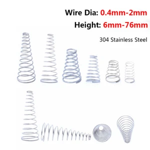 Wire Dia 0.4mm-2mm Conical Cone Compression Spring Pressure Spring Length 6-76mm - Picture 1 of 6