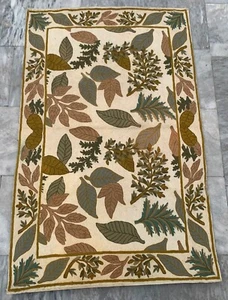 Vintage French Style Aubusson Rug Needlepoint Chain stitch Rug 2x4 ft Free Ship - Picture 1 of 13