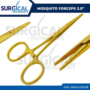 Hemostat Mosquito Forceps 3.5" Straight Full Gold Surgical German Grade - Picture 1 of 9