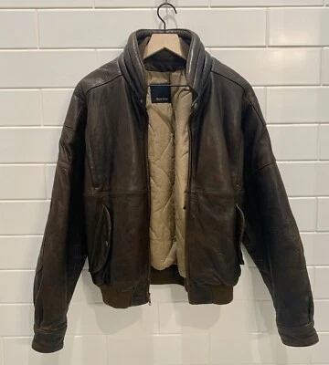Chaqueta de bombardero de cuero vintage Mark Shale para hombre talla 40 con aislante Foto 1 de 4