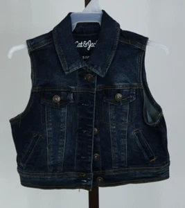 Girls Cat & Jack Blue Denim Button Down Jean Vest Size Small 6/6X - Picture 1 of 3