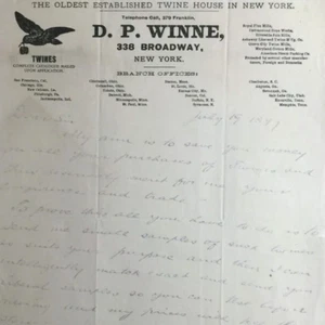 Antiker illustrierter Briefkopf D P Winne The Oldest Twine House New York 1897 - Bild 1 von 6