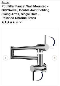 Wall-Mount Pot Filler Polished Chrome Brass *NEW Open Box* - Picture 1 of 13