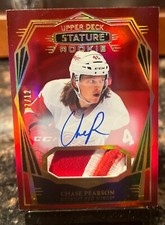 2022-23 Upper Deck Stature CHASE PEARSON Red Rookie Patch Auto RC RPA SSP /12
