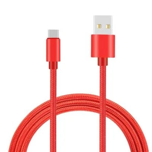 3 PACK 10ft Type-C Nylon Braided USB Data Sync Charger Charging Cable Cord Red - Picture 1 of 4