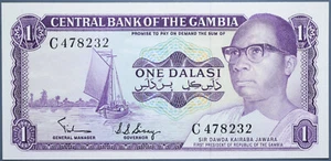 1 DALASI 1971-1987 SIGN. 3 RARE GAMBIA UNC - Picture 1 of 2