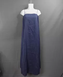 Massimo Dutti Women Dress XS Blue Shift Maxi Lounge Lagenlook Linen Blend - Picture 1 of 13