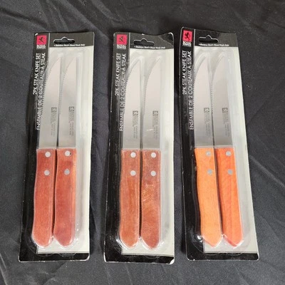 Royal Norfolk Cubiertos Cuchillos para carne Acero inoxidable Mango de madera Lote de 3 2 paquetes Nuevos Foto 1 de 4
