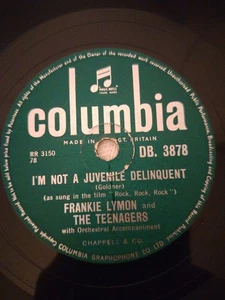 FRANKIE LYMON & THE TEENAGERS I'M NOT A JUVENILE DELINQUENT 78RPM COLUMBIA - Picture 1 of 4