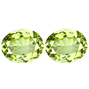 3.79Ct IF 2Pcs Pair Lovely Oval Cut 9 x 6.7 mm  AAA Greenish Yellow Sillimanite - Picture 1 of 5