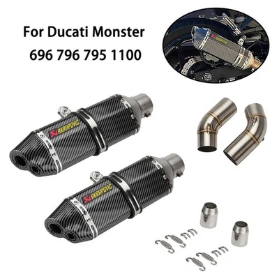 For Ducati Monster 696 796 795 1100 Dual Exit Outlet Muffler Exhaust System Kits Foto 1 de 4