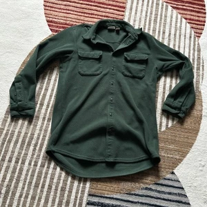 Vintage Men's LL Bean Green Fleece Shirt/Jacket Chore Shacket Size Medium Tall - Picture 1 of 14