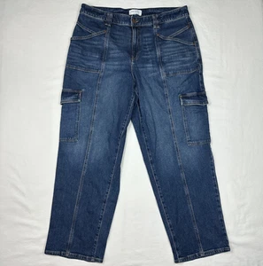 Lane Bryant Jeans Womens 18 Blue Cargo Mid Rise Straight - Picture 1 of 11