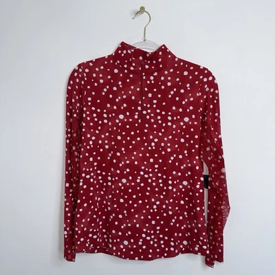 IBKUL Top Women’s Sz M Zip Mock Neck Red Polka Dot Golf Pickleball Evelyn NWT - Image 1 of 4