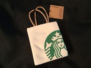 Mini bolsa de compras de cerámica Starbucks porta tarjetas de regalo adorno de colección 2018 - Imagen 1 de 11