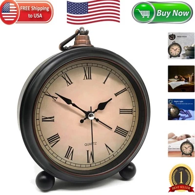 Elegante Reloj Despertador Vintage - Diseño Analógico Silencioso de 4 Pulgadas con Función de Luz Nocturna Foto 1 de 4