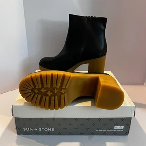 Sun Stone Damen Stiefeletten schwarz Plateau Stollensohle Blockabsatz - Bild 1 von 6