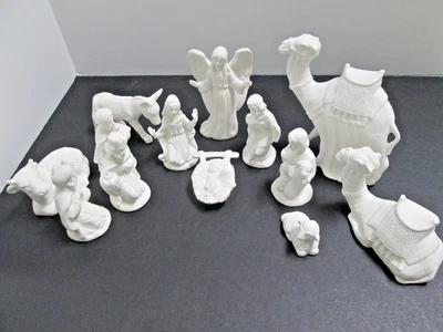 JUEGO DE BELÉN BISQUE SCIOTO (13) PIEZAS CERÁMICA SIN PINTAR LISTO PARA PINTAR Foto 1 de 4