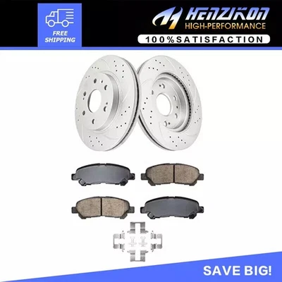 REAR DRILLED SLOTTED ROTOR+CERAMIC BRAKE PAD FOR 2008-2013 TOYOTA HIGHLANDER US~ - Image 1 of 4