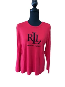 Lauren Ralph Lauren Womans Long Sleeve Red Tee With Logo SZ Lg - Picture 1 of 7