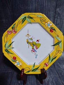 Essex Collection Lunch Plate GOOD FORTUNE Joan Green Asian YELLOW Vintage - Picture 1 of 11