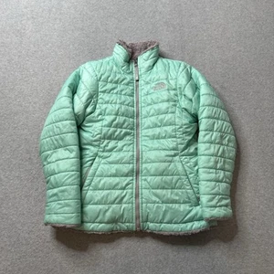 North Face Reversible Mossbud Swirl Jacket Girls XL 18 Gray Puffer Fleece Kids - Picture 1 of 10