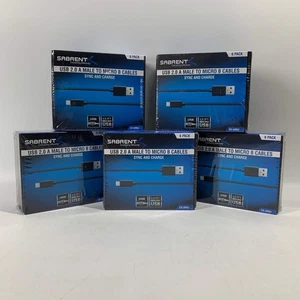 New Sabrent USB 2.0 A Male to Micro B Cables Cable CB-UM63 BUNDLE OF 5 - Picture 1 of 5