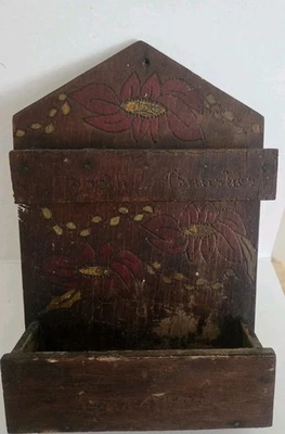 Antique Tooth Brush & Paste Wooden Wall Holder 1899 Pensylvania Dutch Folk Art. - Image 1 of 4