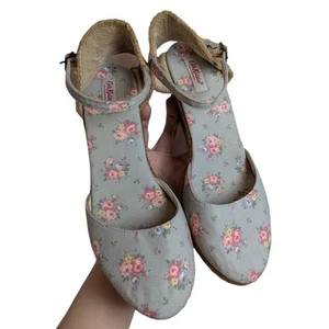 Cath Kidston, Grey and Pastel Floral Print, Wedge Espadrilles, UK 6. - Picture 1 of 14