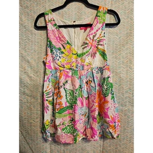 LILLY PULITZER Target Multicolor Tank Blouse NOSEY POSIE MED 100% RAYON - Bild 1 von 7