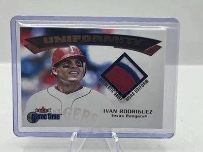 Ivan Rodriguez 3 Color Patch 2001 Fleer Game Time Uniformity Texas Rangers - Image 1 of 2