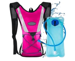Hydration Backpack 2L Bladder  Multi-Pocket Water Backpack Running Cycling Pink - Picture 1 of 9