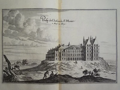 Château de Saint-Maur Ansicht Topographia Galliae EA Merian Kupferstich 1655 - Bild 1 von 3