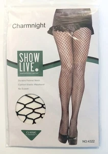 Charmnight Black Fishnet Stockings Pantyhose One Size New In Package - Picture 1 of 3